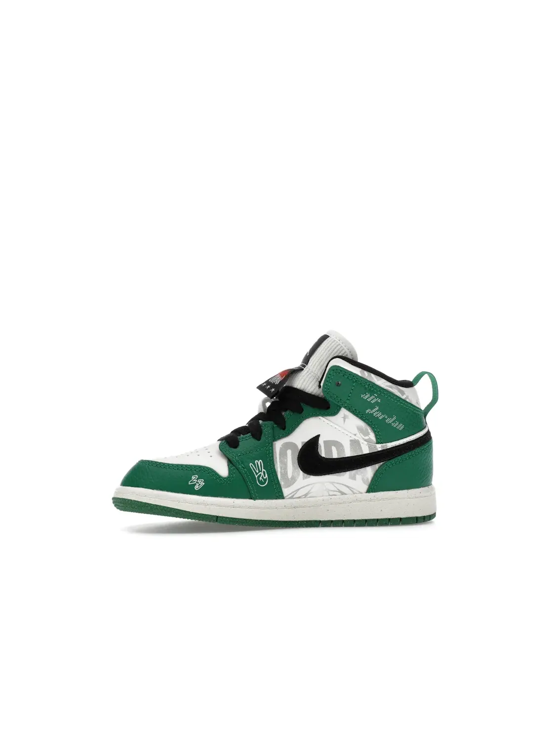 Детские кроссовки Lifestyle Jordan 1 Mid SE Overbranded (PS) — изображение 3 из 4, зеленый/черный/оранжевый