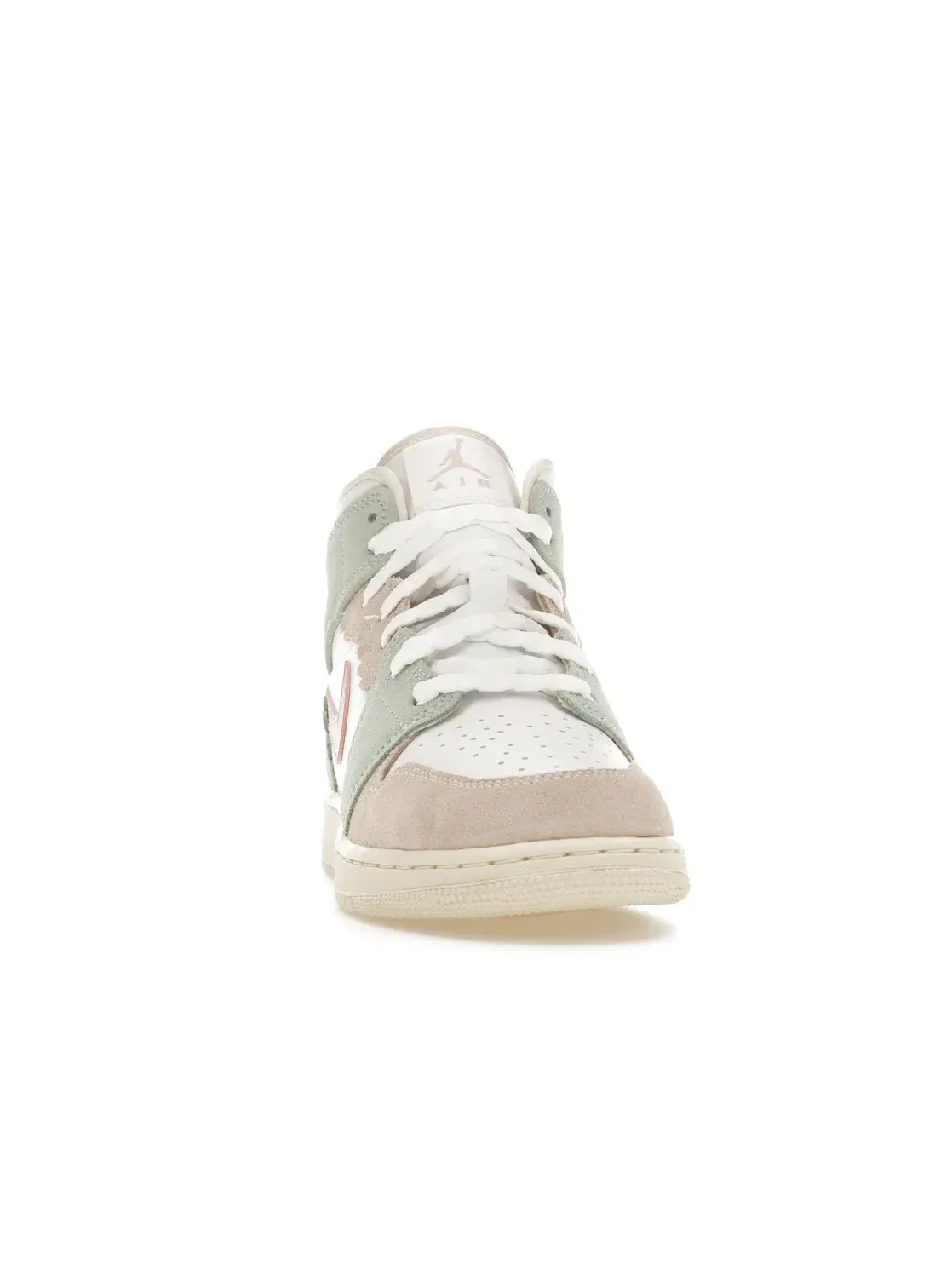 Детские кроссовки для мальчиков и девочек кожаные Jordan 1 Mid SE Pink Oxford Jordan — изображение 2 из 4, белый///розовый