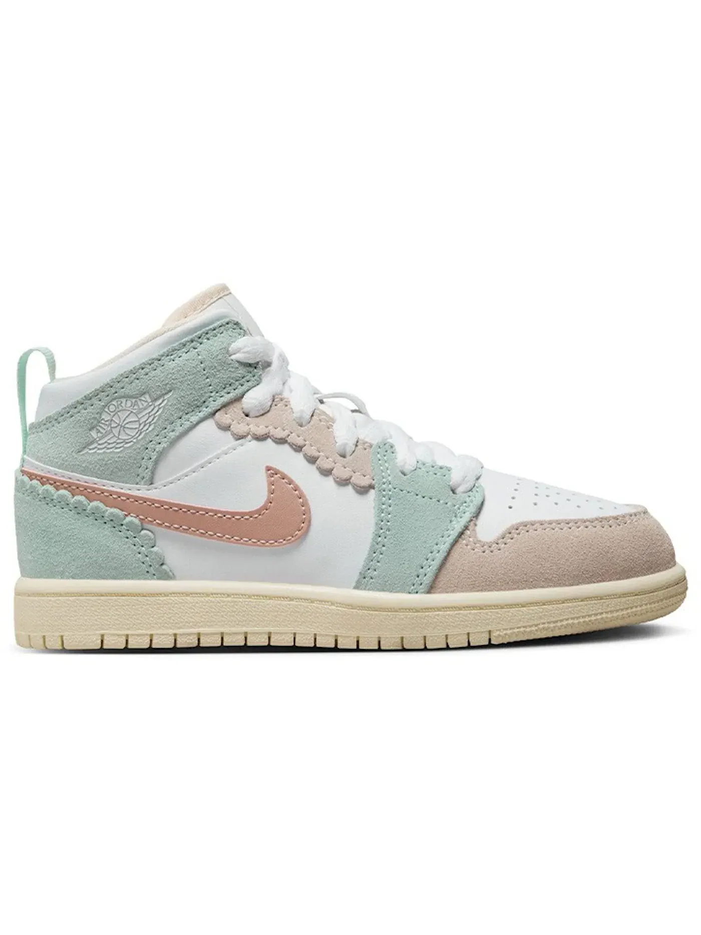 Детские кроссовки с кожаным верхом Jordan 1 Mid SE Jordan — изображение 1 из 1, белый/розовый