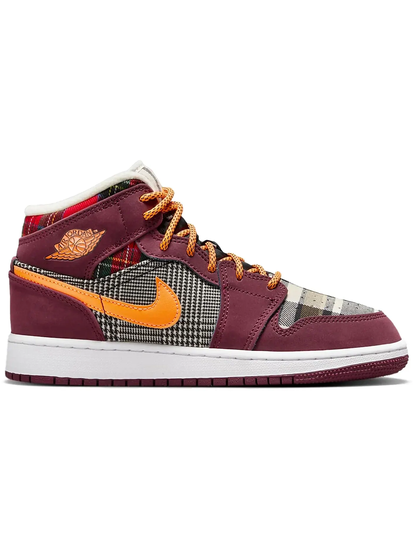 Детские кроссовки Lifestyle с принтом Jordan 1 Mid SE Jordan — изображение 1 из 1, черный/белый/оранжевый