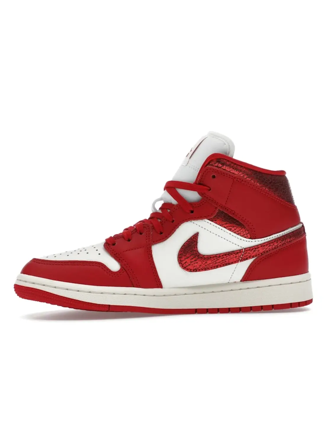 Женские кроссовки с треснувшей кожей Jordan 1 Mid SE Jordan — изображение 3 из 4, красный/красный