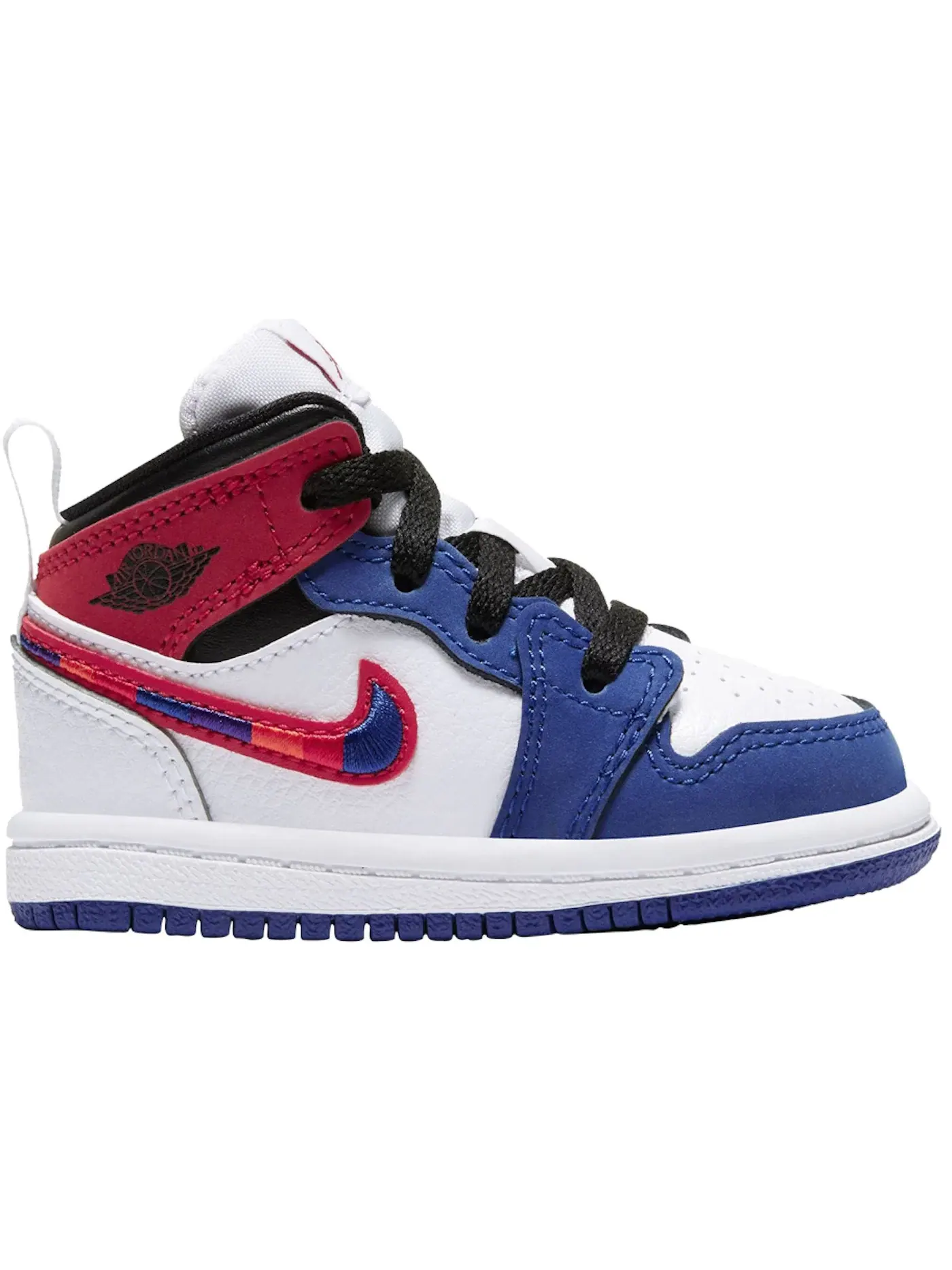 Детские кроссовки с высоким берцем Jordan 1 Mid SE Jordan White/University Red-Rush Blue-Black — изображение 1 из 1