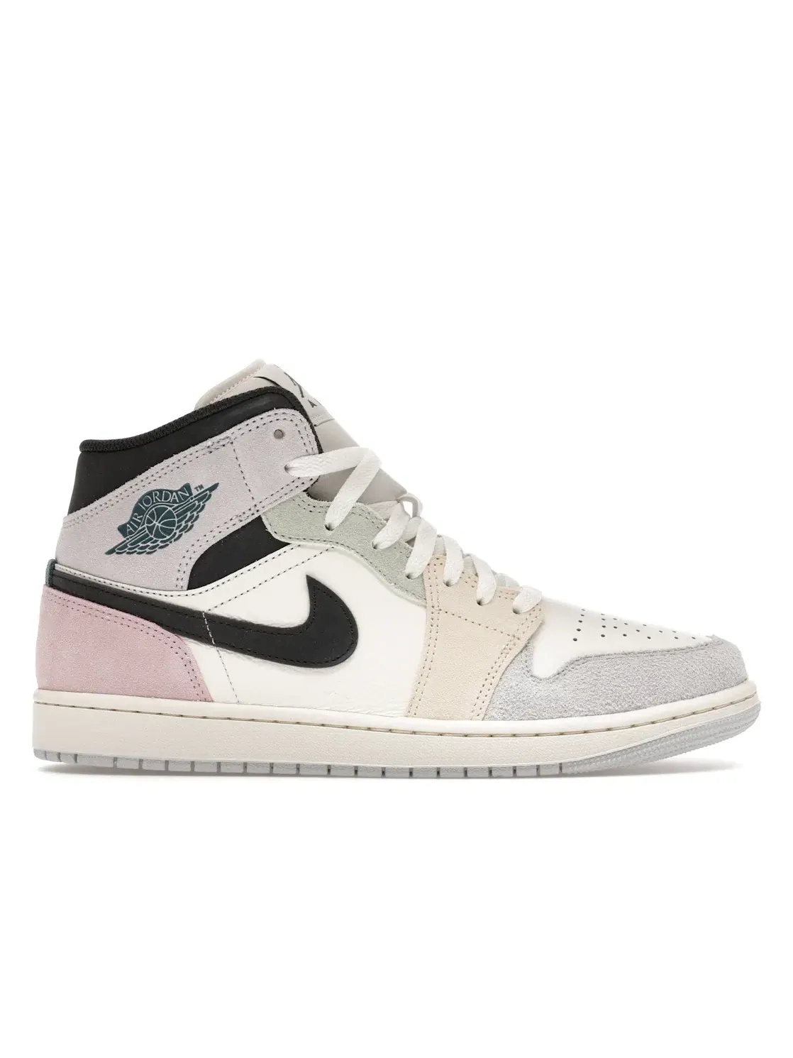 Мужские кроссовки Lifestyle с пастельной расцветкой Jordan 1 Mid SE, Sail / Iced Jade / Anthracite / Jade Aura
