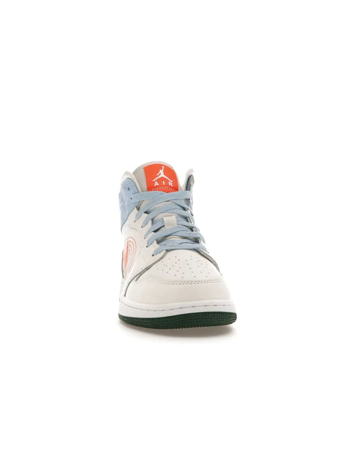 Детские кроссовки с принтом Jordan 1 Mid SE Stitch (GS) Jordan — изображение 2 из 4, синий/зеленый/оранжевый