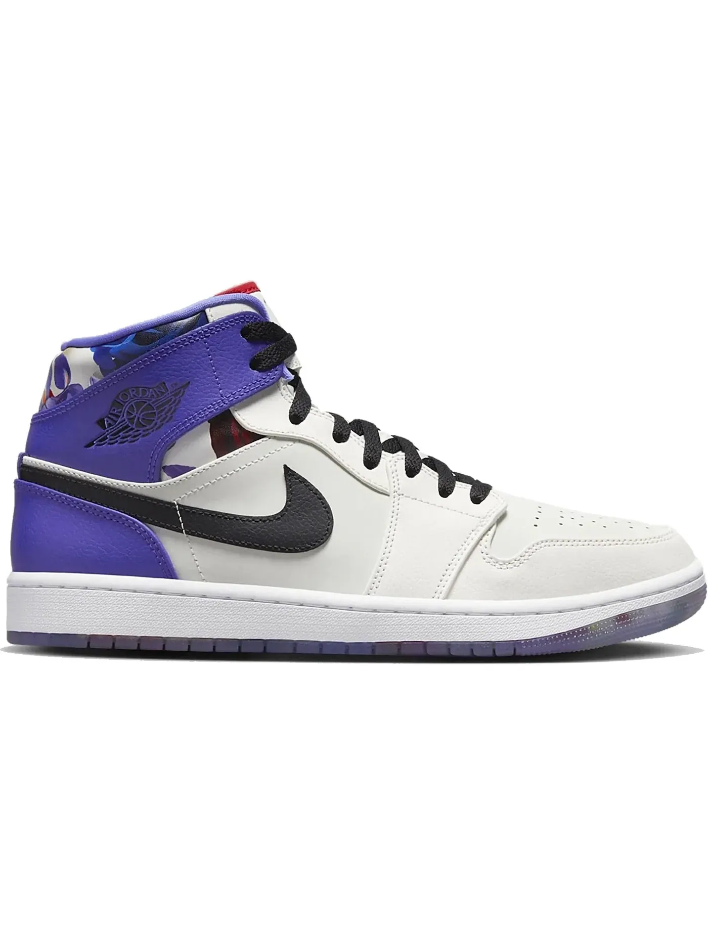 Мужские кроссовки с цветочным принтом Jordan 1 Mid SE Jordan — изображение 1 из 3, черный/белый