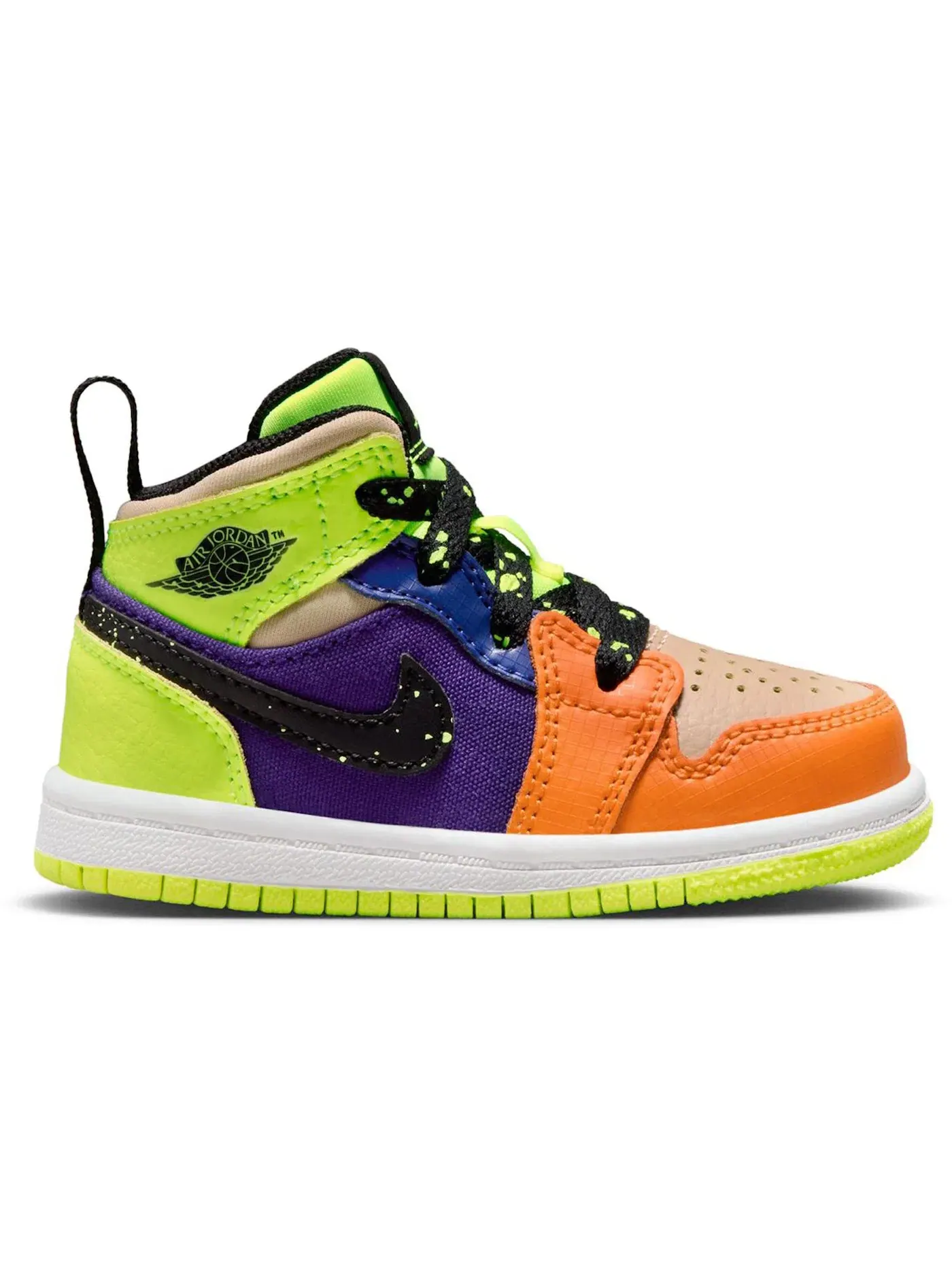 Детские кроссовки для мальчиков с принтом Jordan 1 Mid SE Jordan — изображение 1 из 1, черный/оранжевый