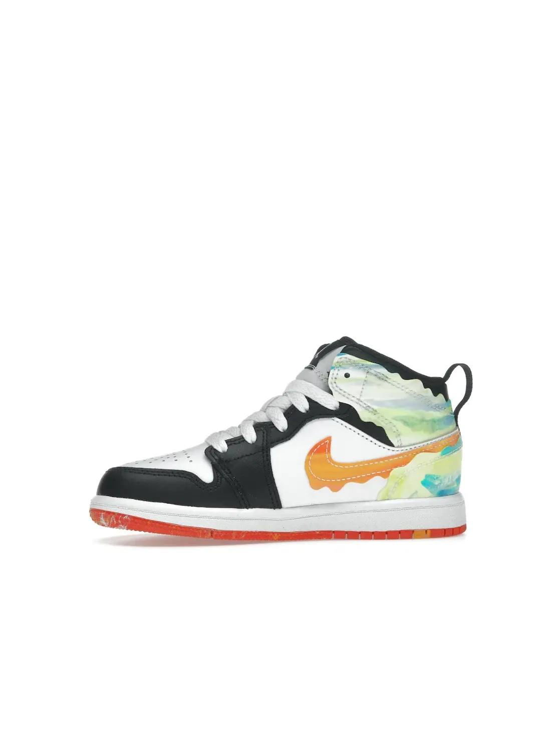 Детские кроссовки Lifestyle с волнистым дизайном Jordan 1 Mid SE Wavy Jordan — изображение 3 из 4, черный/белый-оранжевый