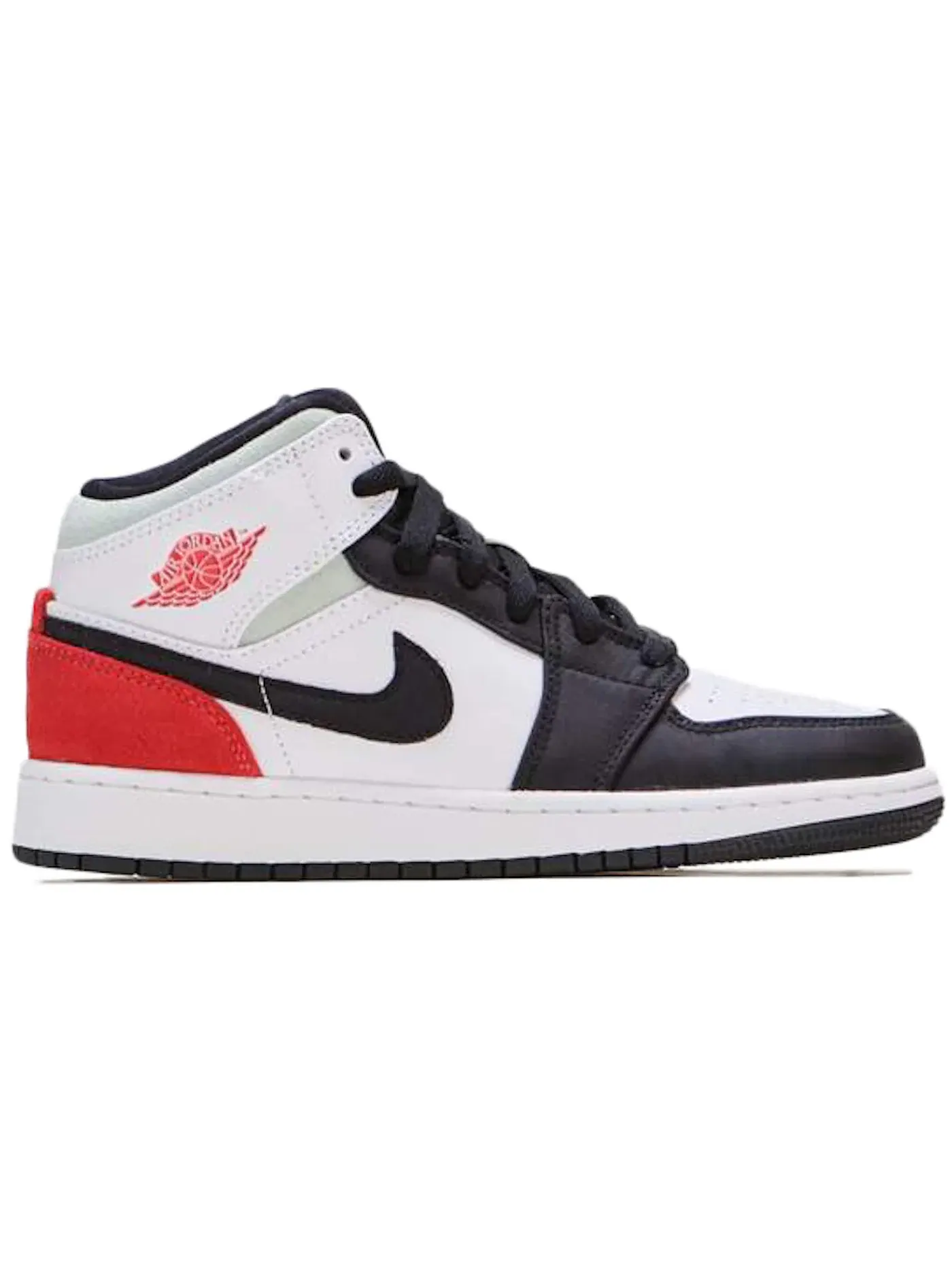 Детские кроссовки Lifestyle с кожаным верхом Jordan 1 Mid — изображение 1 из 1, белый/черный-красный