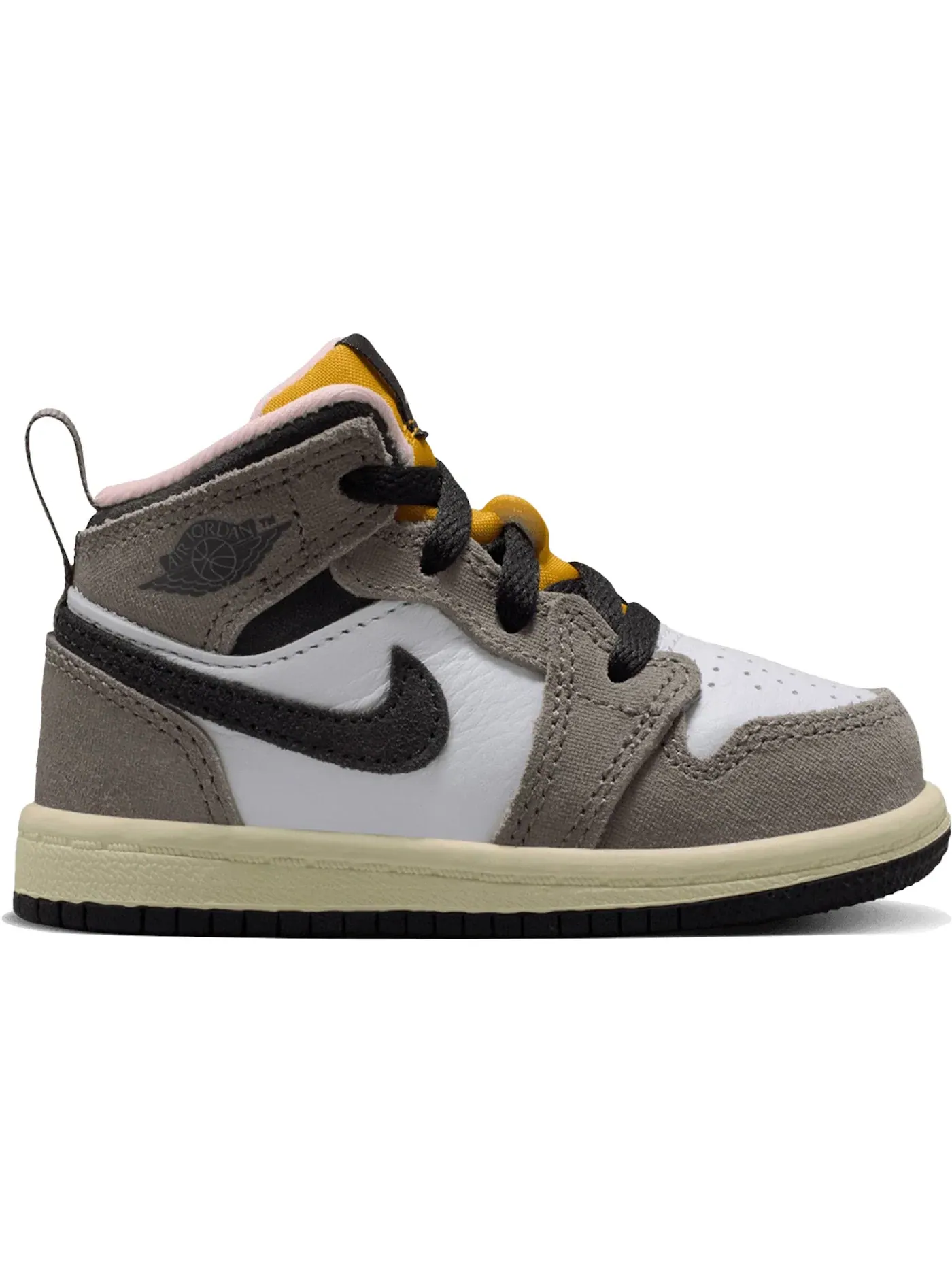 Детские кроссовки с высоким берцем Jordan 1 Mid SE Jordan — изображение 1 из 1, белый темный серый