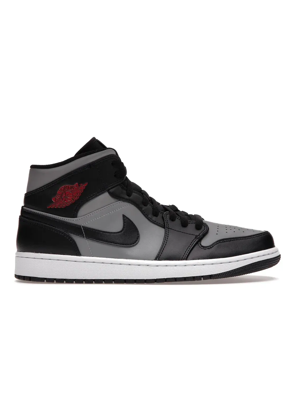 Мужские кроссовки с кожаным верхом Jordan 1 Mid — изображение 1 из 4, черный/красный-серый