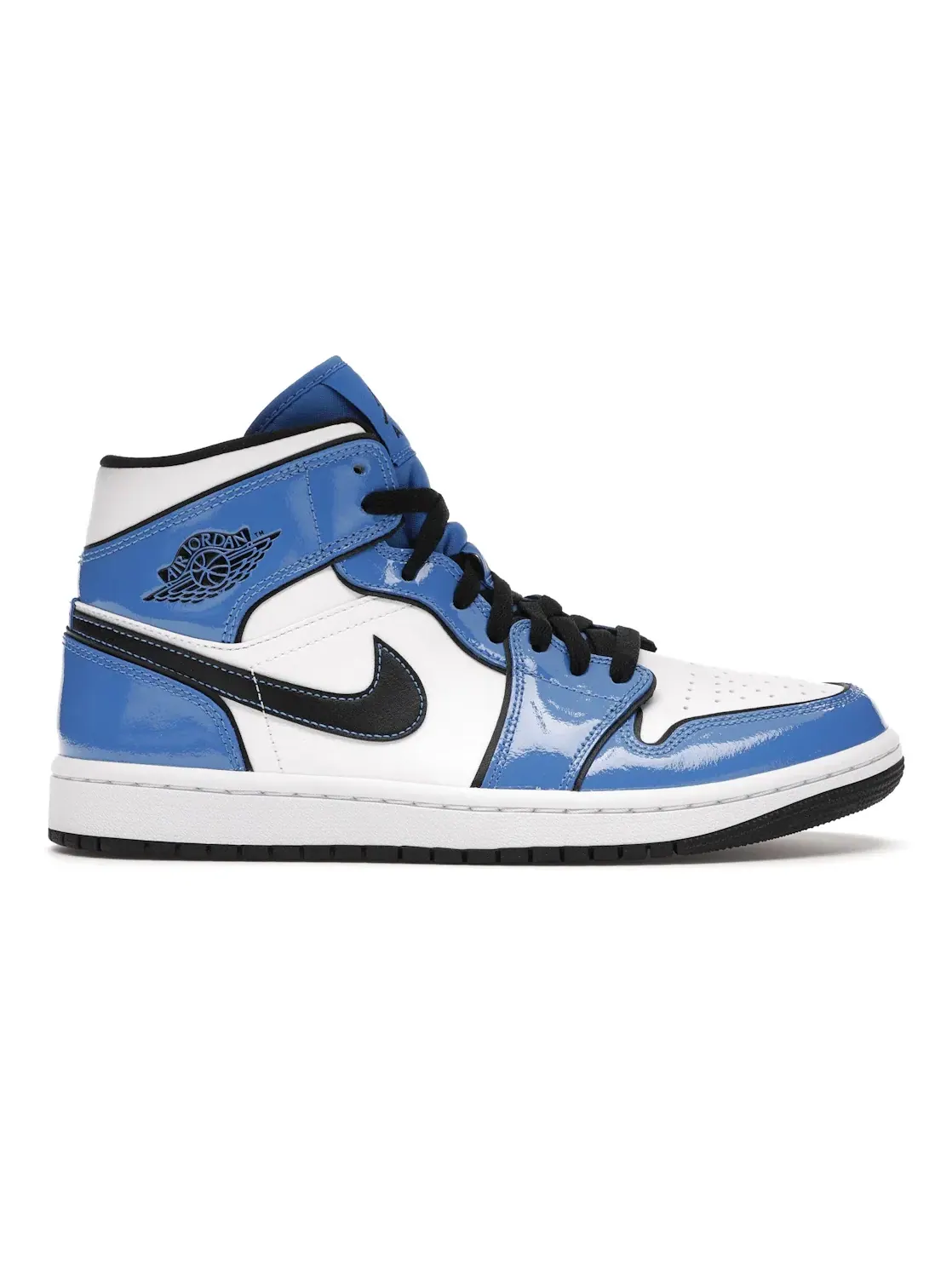 Мужские кроссовки с патентованной кожей Jordan 1 Mid Signal Blue Jordan — изображение 1 из 4, синий/черный-белый