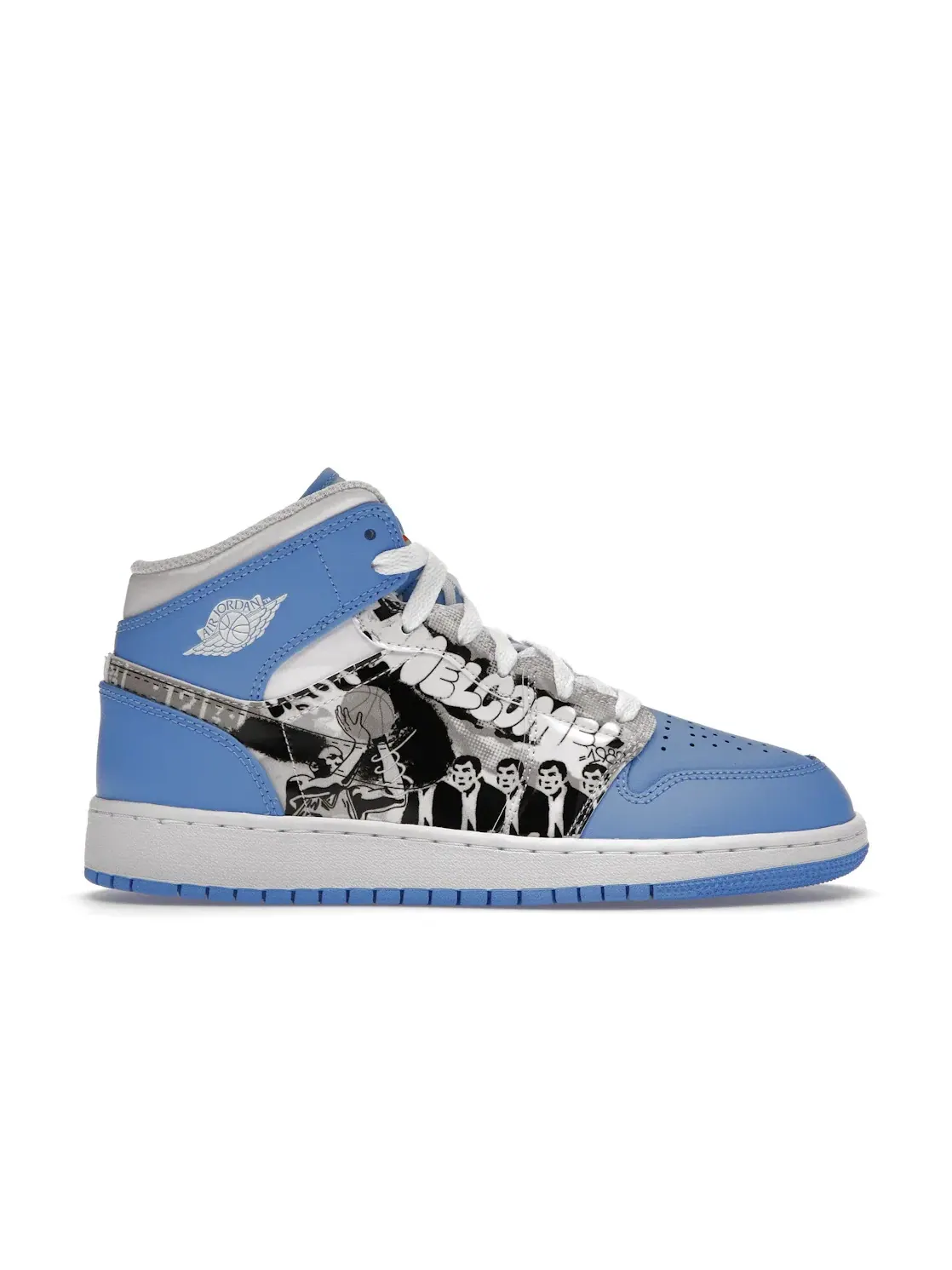 Детские кроссовки с принтом Jordan 1 Mid Sneaker School Game Winner (GS) Jordan — изображение 1 из 4, белый//синий