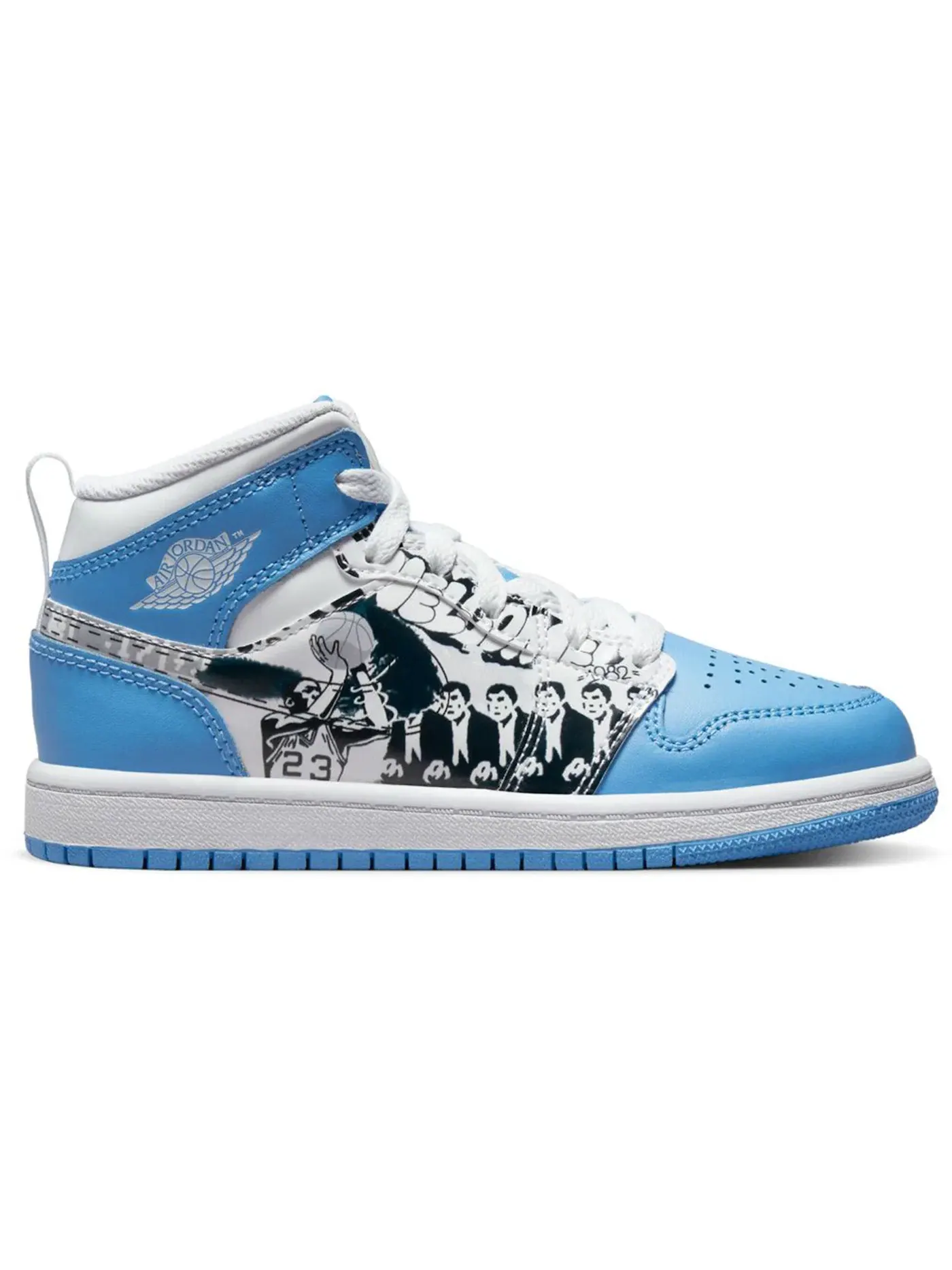 Детские кроссовки с принтом Jordan 1 Mid Jordan — изображение 1 из 2, белый/синий