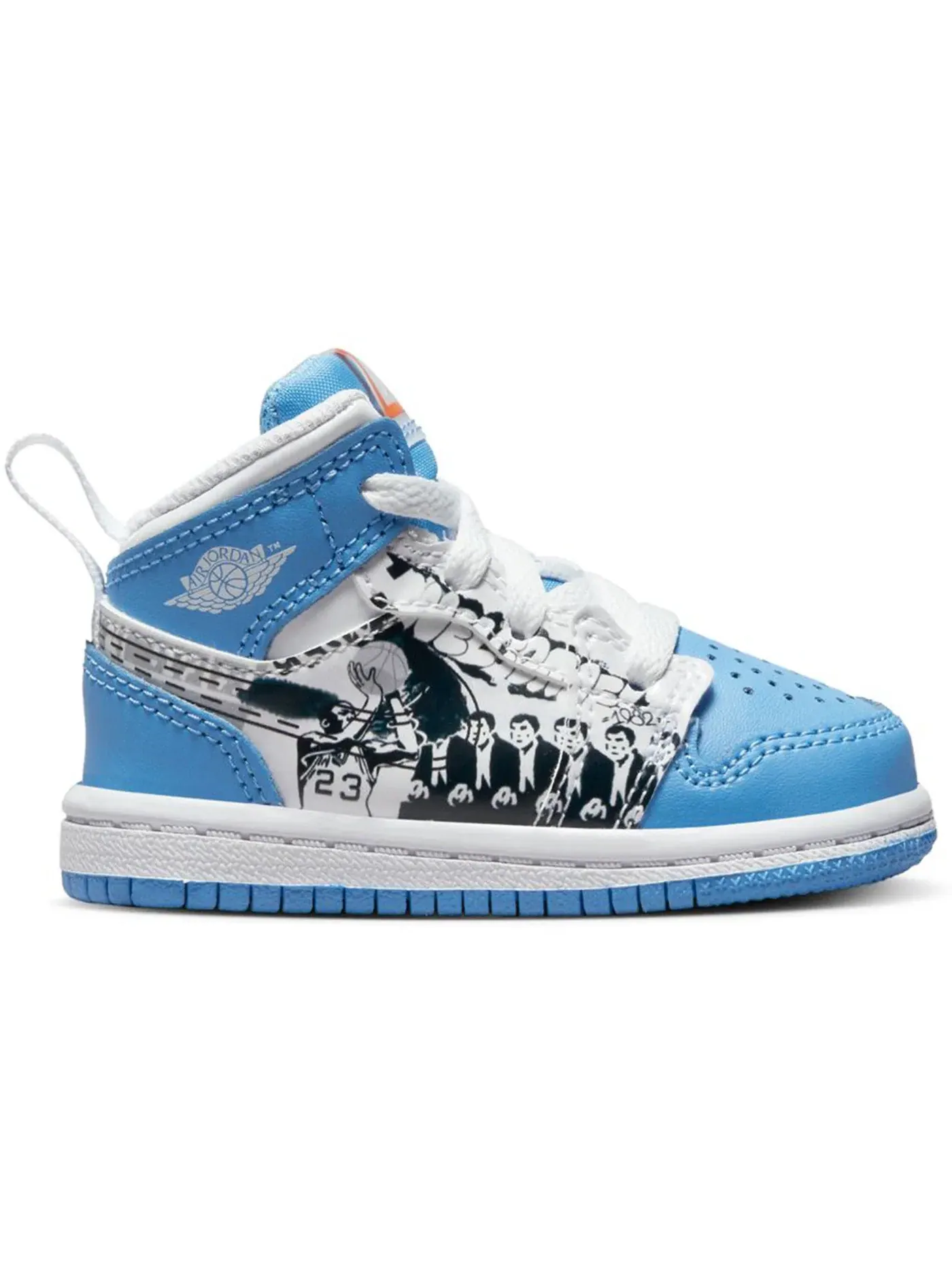 Детские кроссовки Lifestyle с принтом Jordan 1 Mid Jordan — изображение 1 из 2, белый/синий