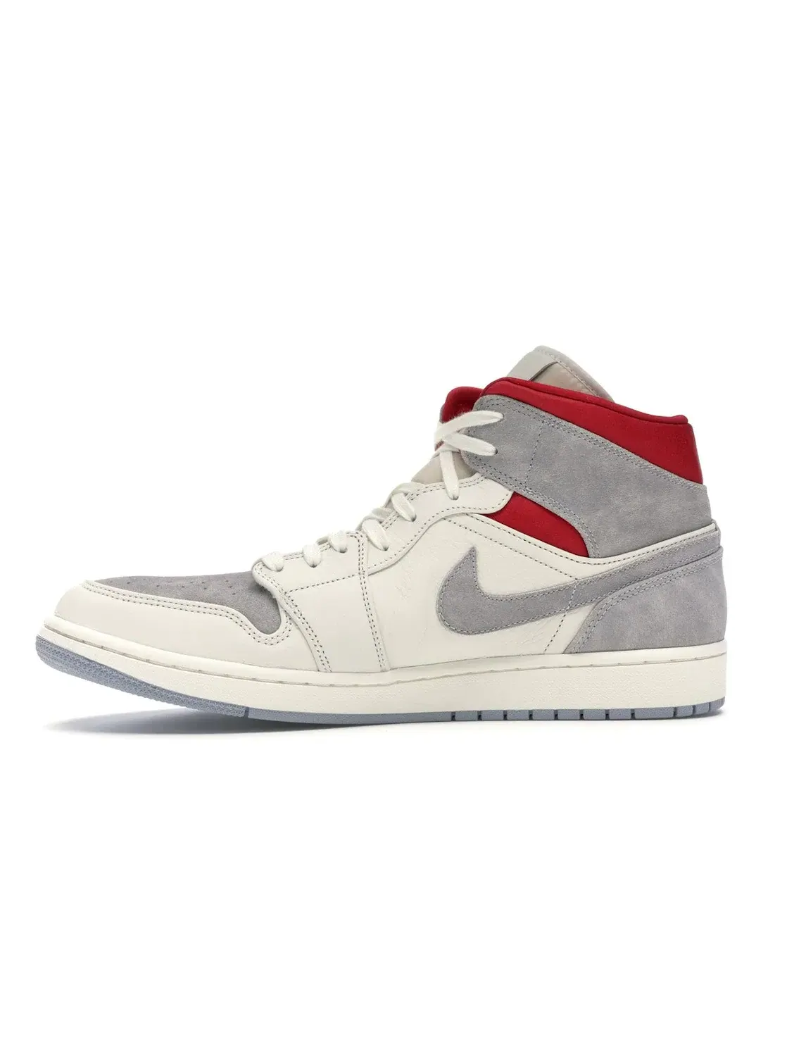 Мужские кроссовки с замшевыми вставками Jordan 1 Mid Jordan — изображение 3 из 4, серый красный белый