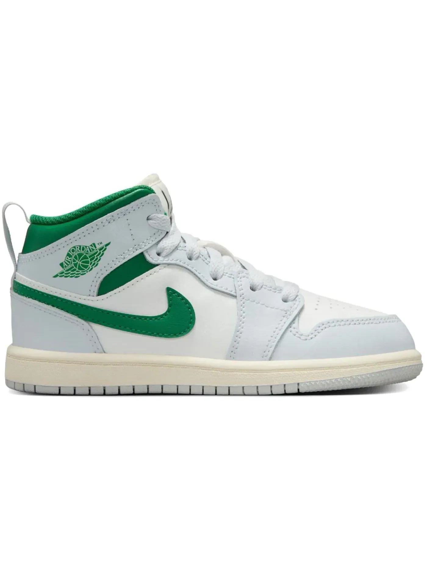 Детские кроссовки с высоким берцем Jordan 1 Mid — изображение 1 из 1, белый платиновый зеленый