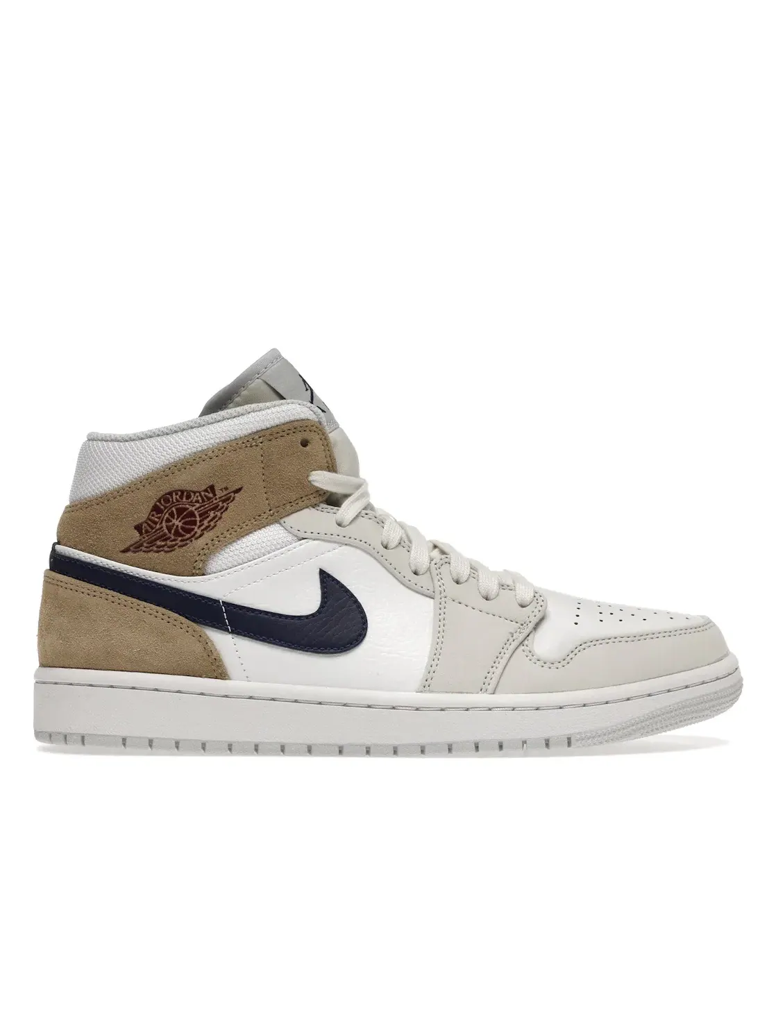 Мужские кроссовки из замши с длинным рукавом Jordan 1 Mid Jordan — изображение 1 из 4, белый/красный/хаки/синий