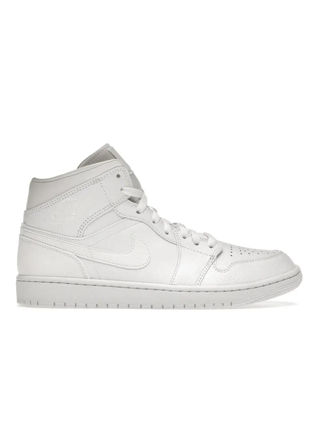 Мужские кроссовки с белым кожаным верхом Jordan 1 Mid Jordan — изображение 1 из 4, белый/белый-белый