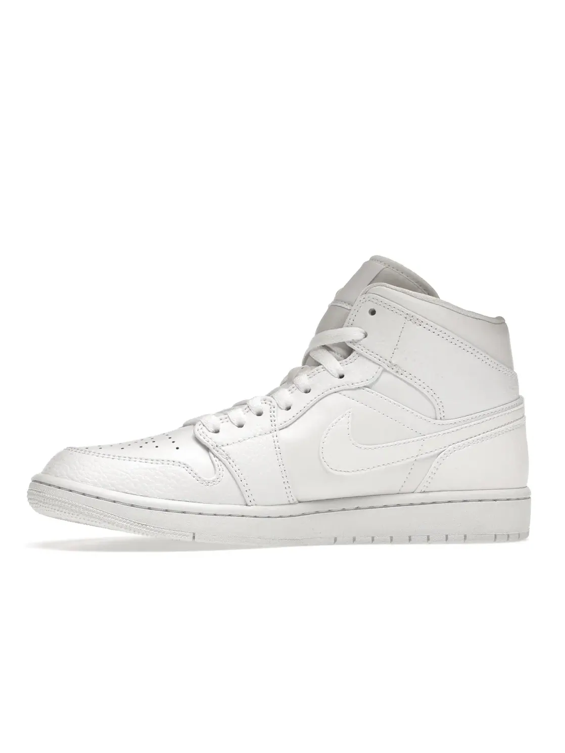 Мужские кроссовки с белым кожаным верхом Jordan 1 Mid Jordan — изображение 3 из 4, белый/белый-белый