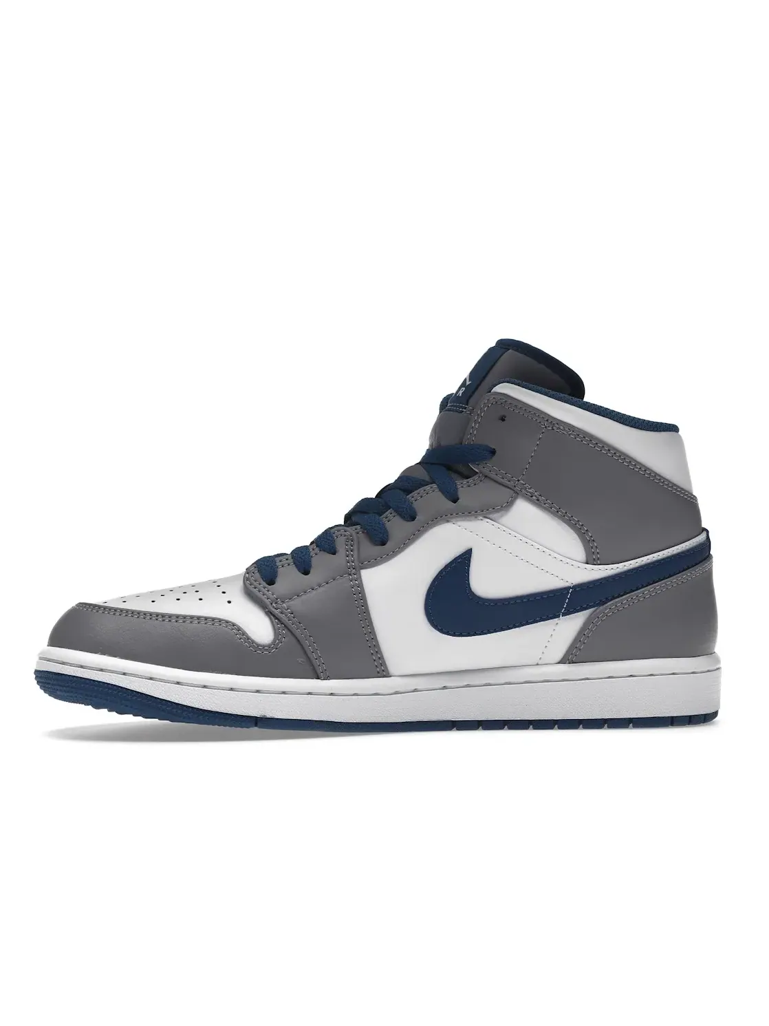 Мужские кроссовки кожаные Jordan 1 Mid — изображение 3 из 4, серый/белый/синий