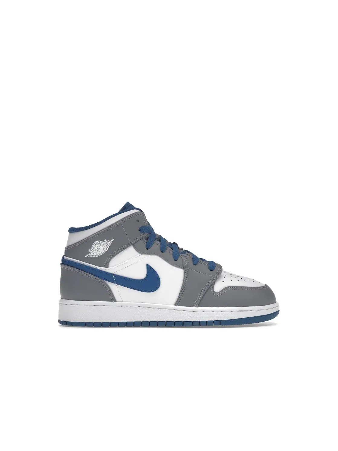 Детские кроссовки с перфорацией Jordan 1 Mid Jordan — изображение 1 из 4, серый/белый/синий