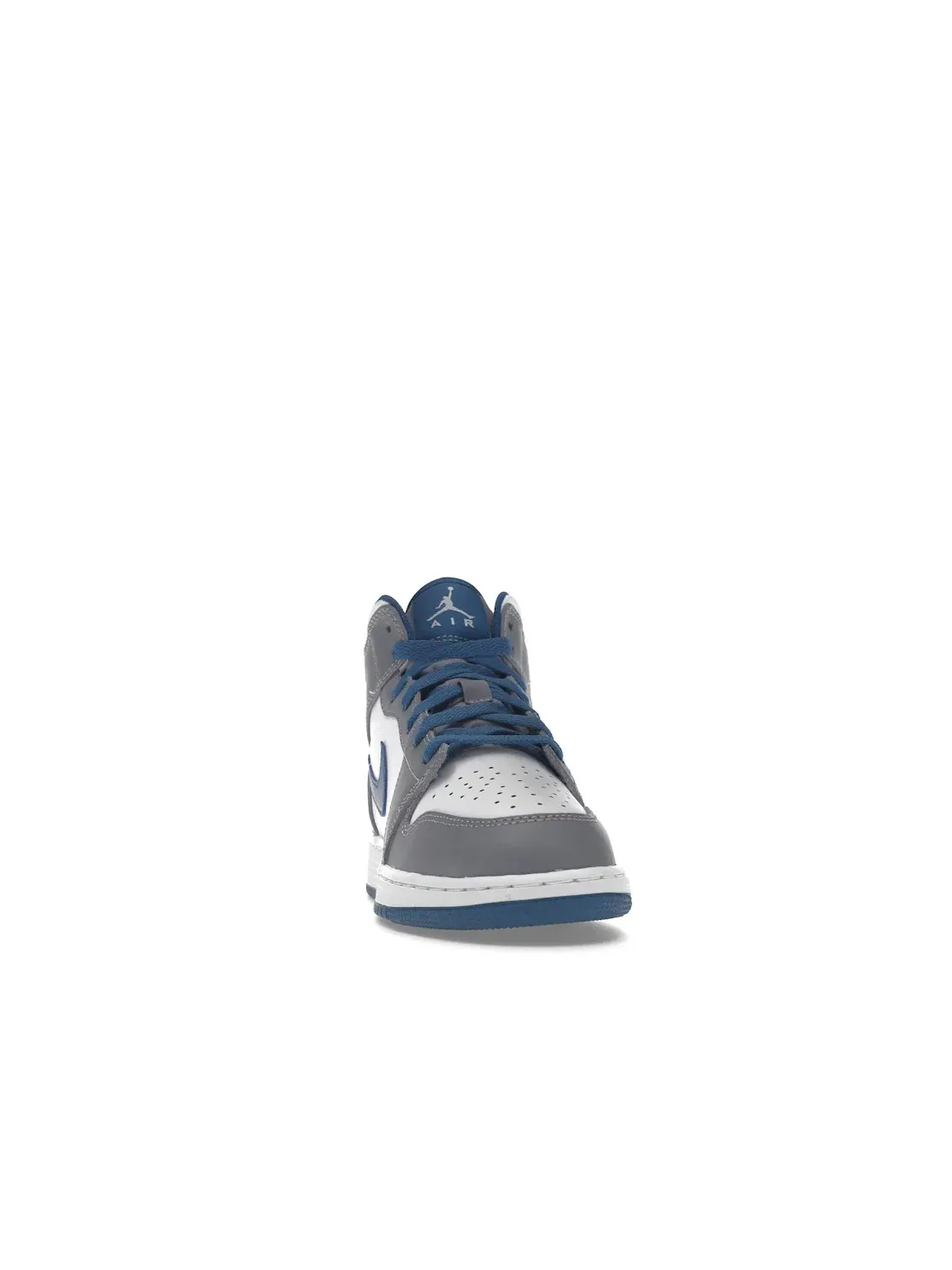 Детские кроссовки с перфорацией Jordan 1 Mid Jordan — изображение 2 из 4, серый/белый/синий