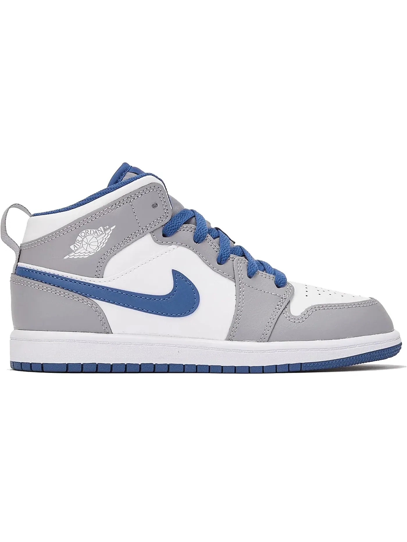 Детские кроссовки Lifestyle с принтом Jordan 1 Mid Jordan — изображение 1 из 1, серый белый синий
