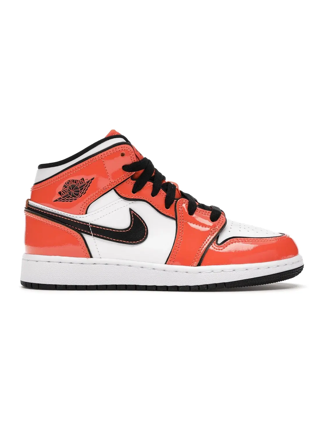 Детские кроссовки для мальчиков с кожаным верхом Jordan 1 Mid Jordan — изображение 1 из 4, оранжевый/черный-белый