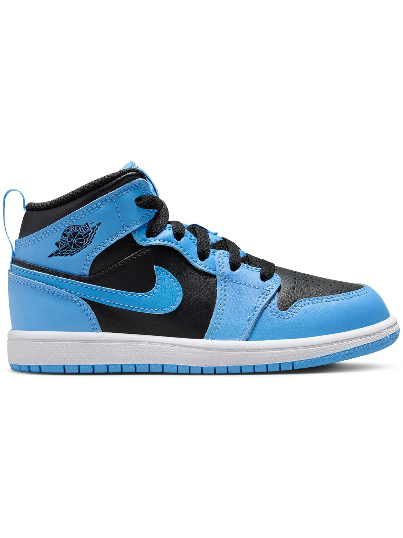 Детские кроссовки с принтом Jordan 1 Mid University Blue Black Jordan — изображение 1 из 1, синий/белый/черный