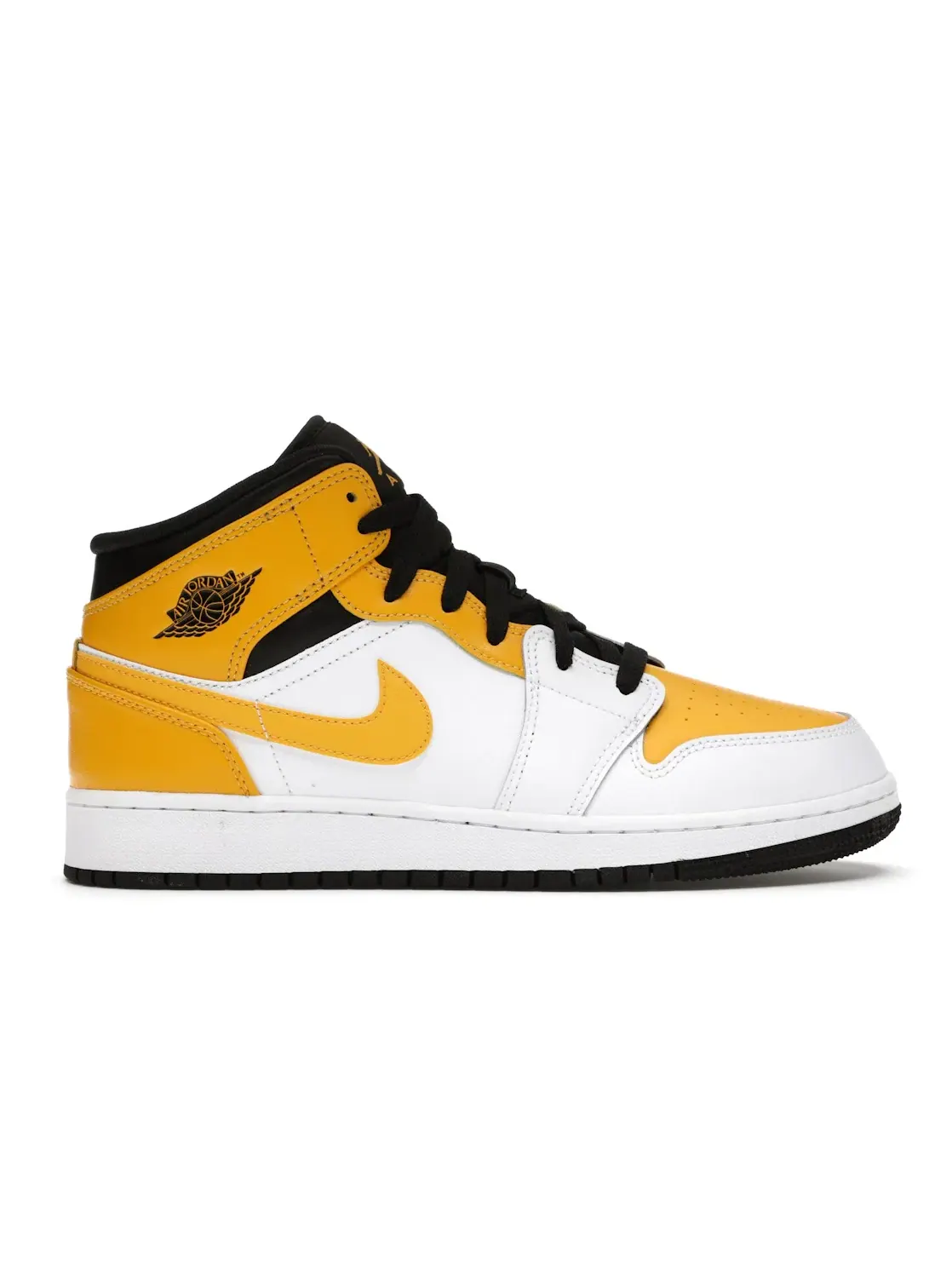 Детские кроссовки с длинным шнурком Jordan 1 Mid Jordan — изображение 1 из 4, белый/золотистый-черный