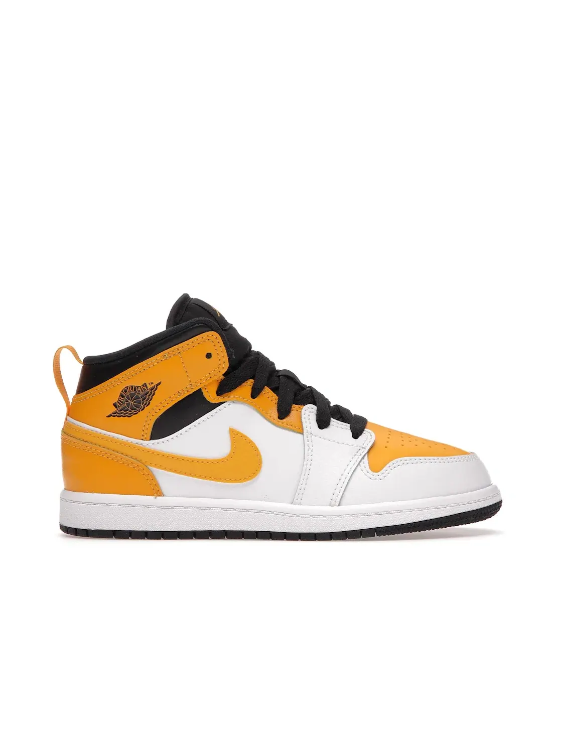 Детские кроссовки с кожаным верхом Jordan 1 Mid — изображение 1 из 4, белый/золотистый-черный