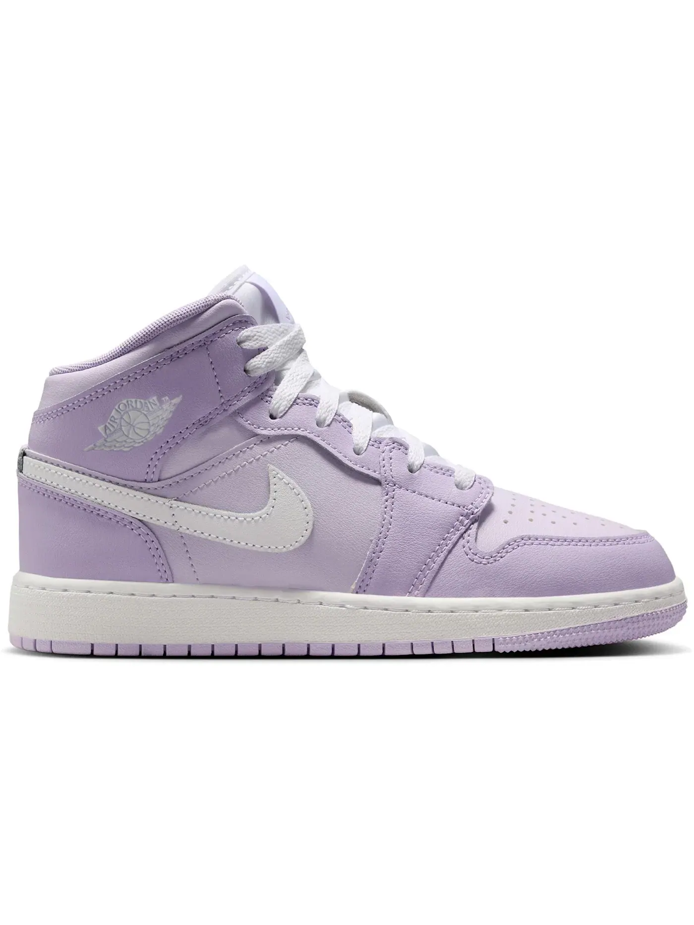 Детские кроссовки для девочек с принтом Jordan 1 Mid Jordan — изображение 1 из 1, фиолетовый белый