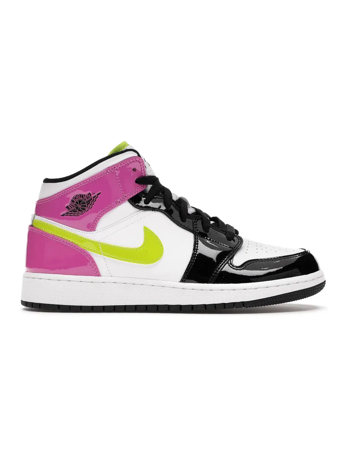 Детские кроссовки с высоким берцем Jordan 1 Mid White Black Cyber Pink GS Jordan — изображение 1 из 4, белый/--черный