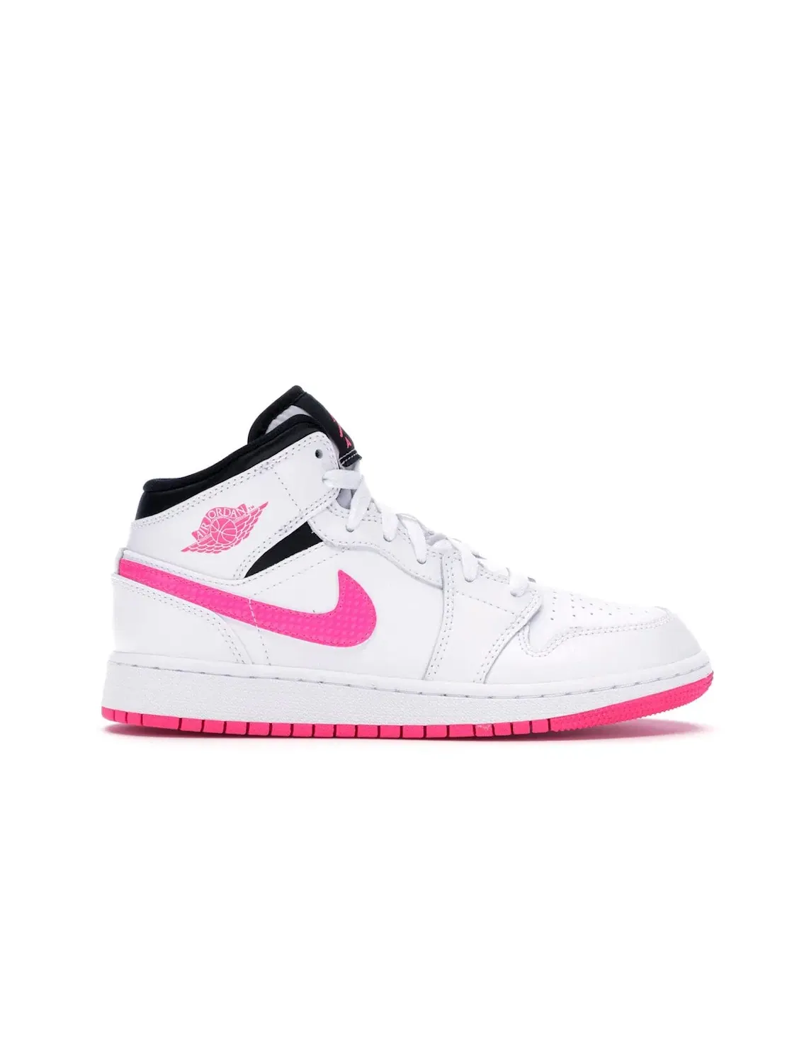 Детские кроссовки Lifestyle с длинным шнурованием Jordan 1 Mid — изображение 1 из 4, белый/черный-розовый