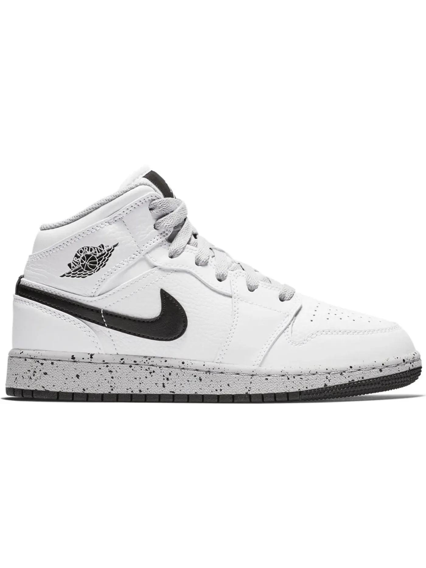 Детские кроссовки для мальчиков с принтом Jordan 1 Mid Jordan — изображение 1 из 1, белый/черный-серый
