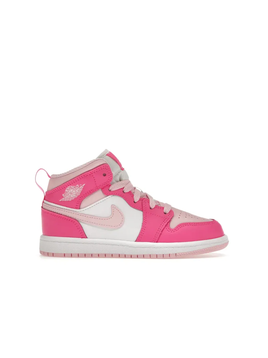 Детские кроссовки для девочек с высоким верхом Jordan 1 Mid Jordan — изображение 1 из 4, белый/розовый/розовый