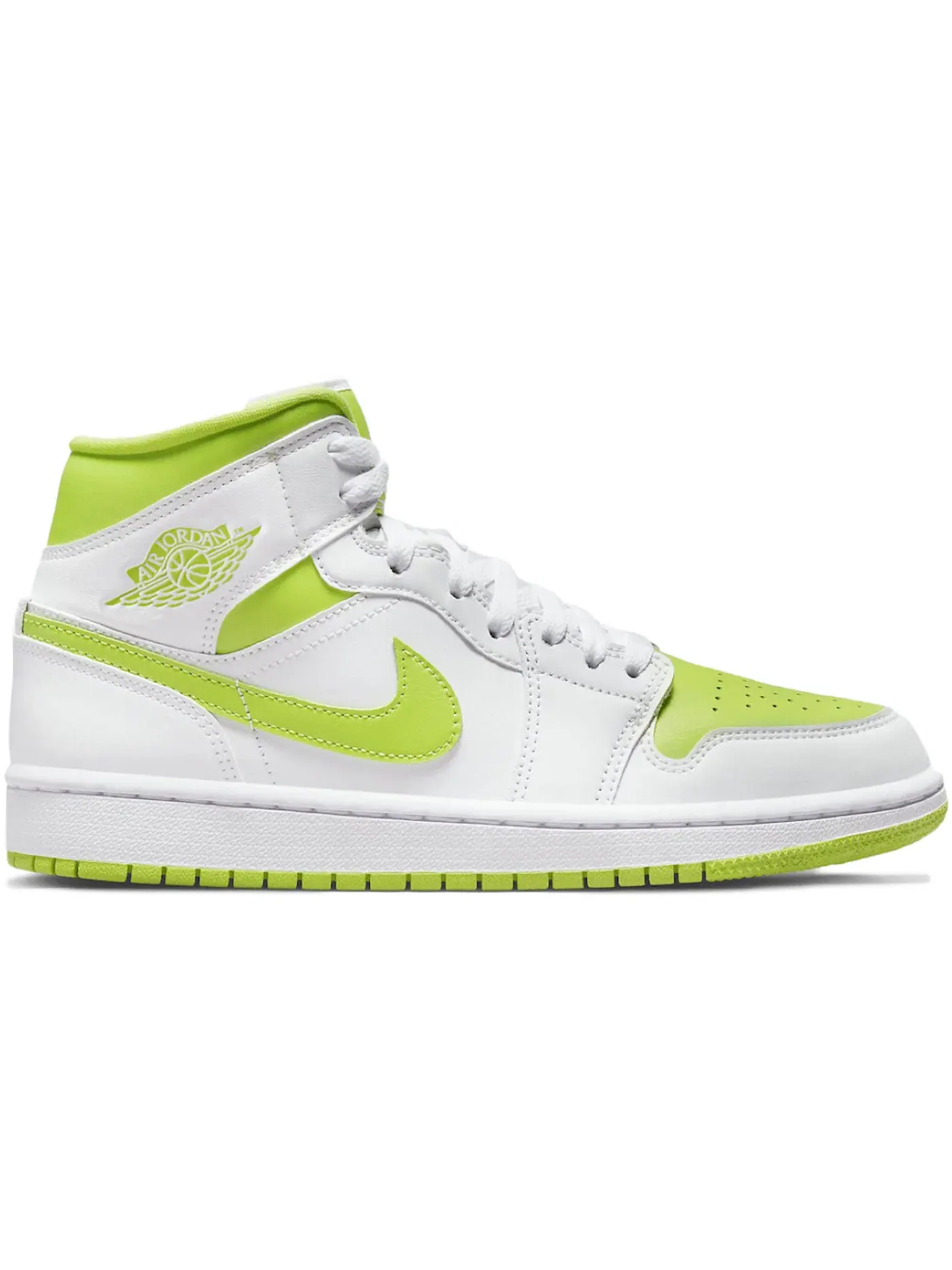 Женские кроссовки с высоким берцем Jordan 1 Mid White Lime