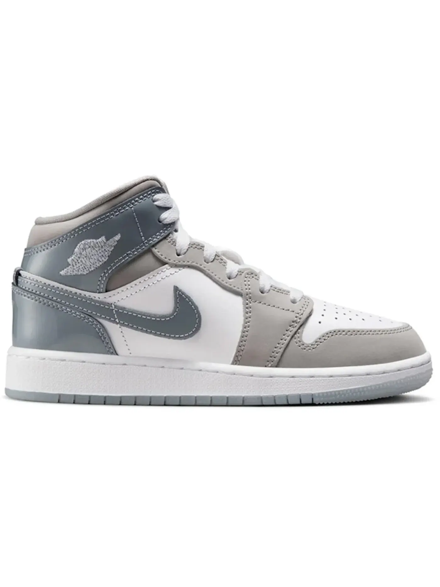 Детские кроссовки с высоким берцем Jordan 1 Mid Jordan — изображение 1 из 1, белый/серый/серый