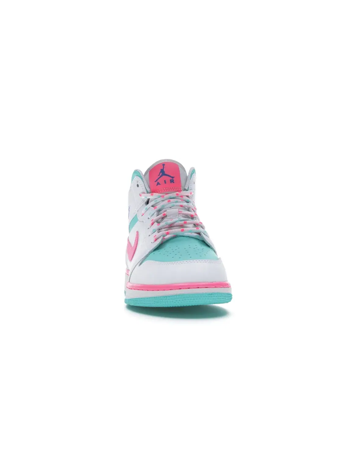 Детские кроссовки для мальчиков с принтом Jordan 1 Mid Jordan — изображение 2 из 4, белый/розовый-зеленый