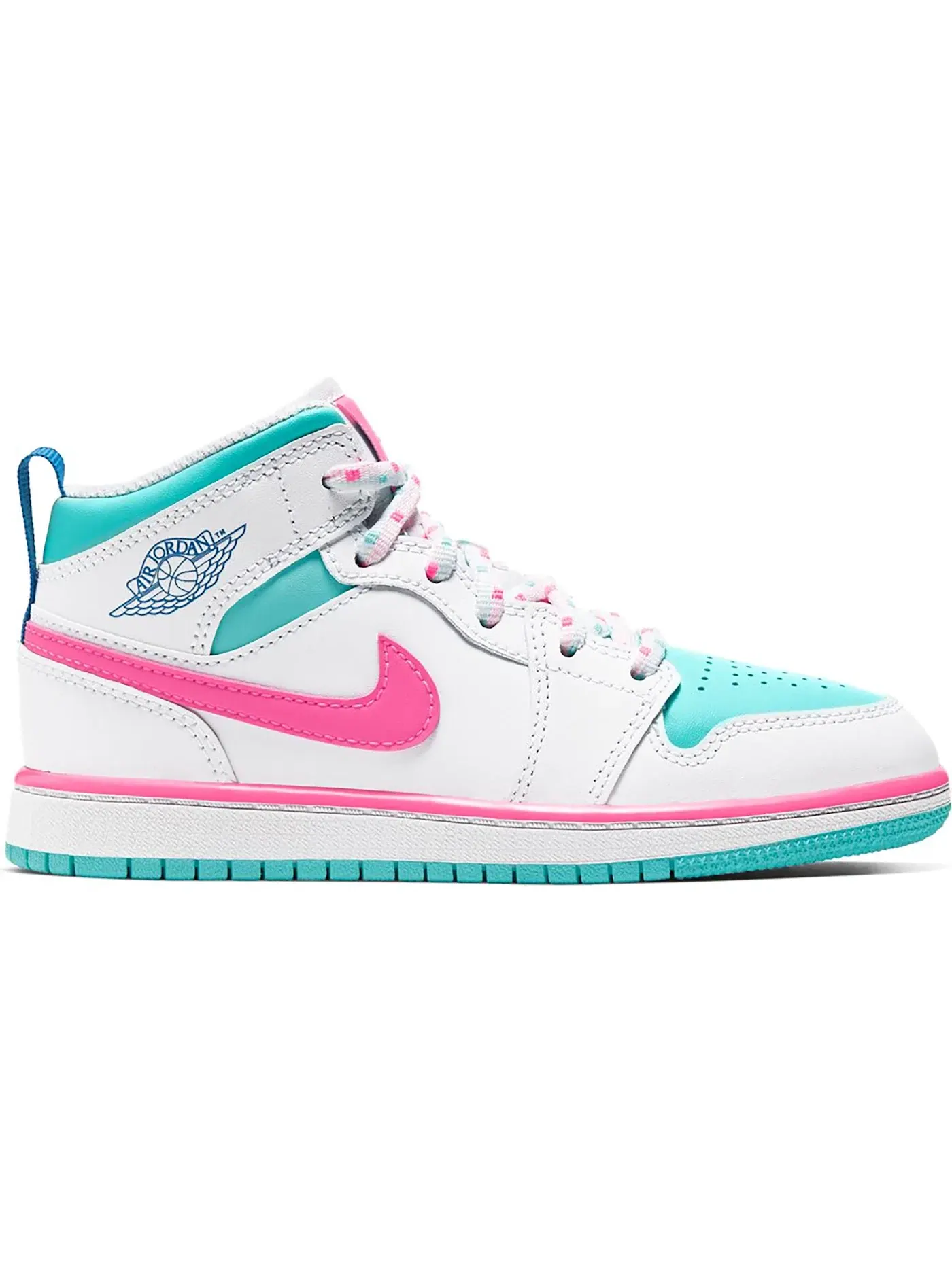 Детские кроссовки Lifestyle Jordan 1 Mid Jordan — изображение 1 из 1, белый/розовый-зеленый