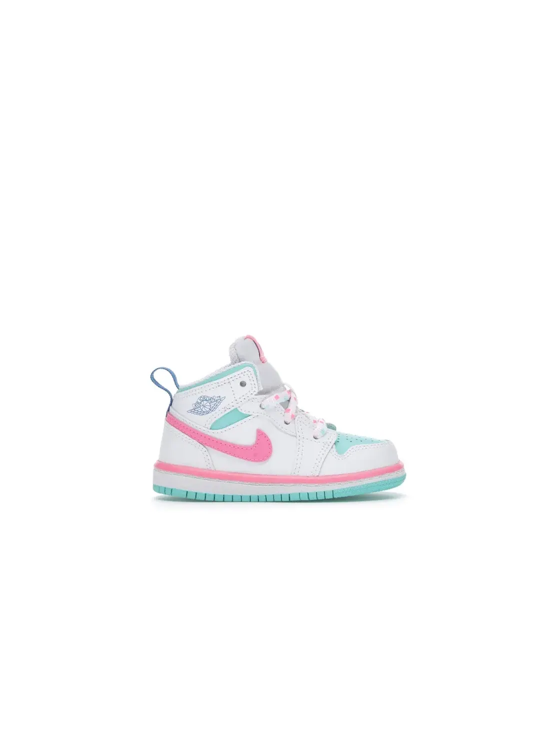 Детские кроссовки с кожаным верхом Jordan 1 Mid Jordan — изображение 1 из 4, белый/розовый-зеленый