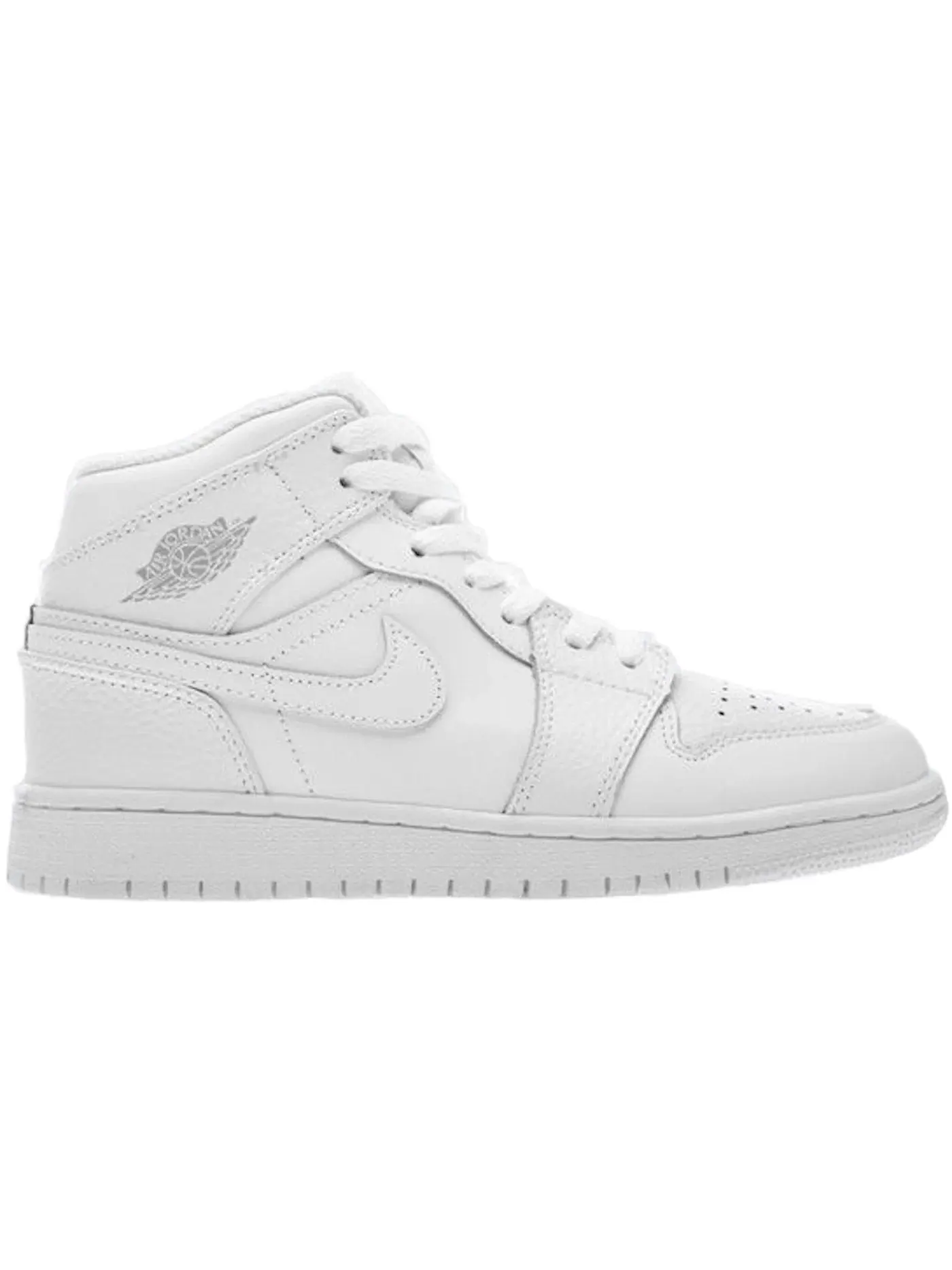 Детские кроссовки Lifestyle с кожаным верхом Jordan 1 Mid — изображение 1 из 1, белый/платиновый-белый