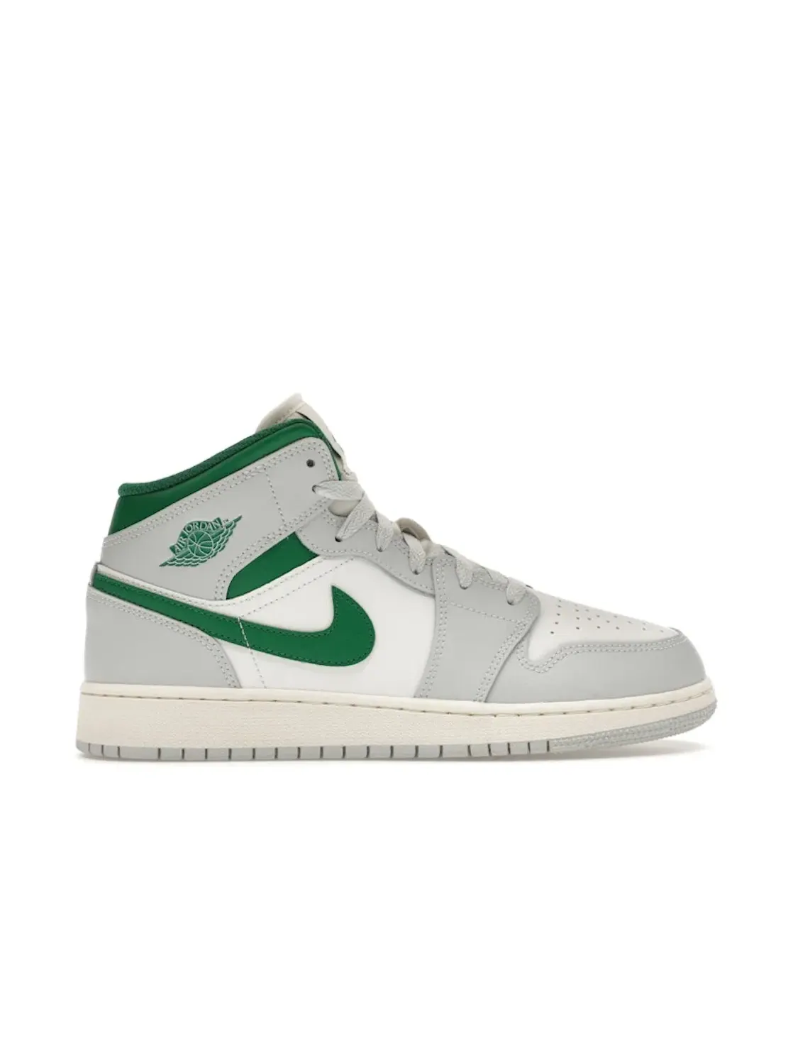 Детские кроссовки с высоким берцем Jordan 1 Mid Jordan Summit White Pure Platinum Sail Pine Green — изображение 1 из 4