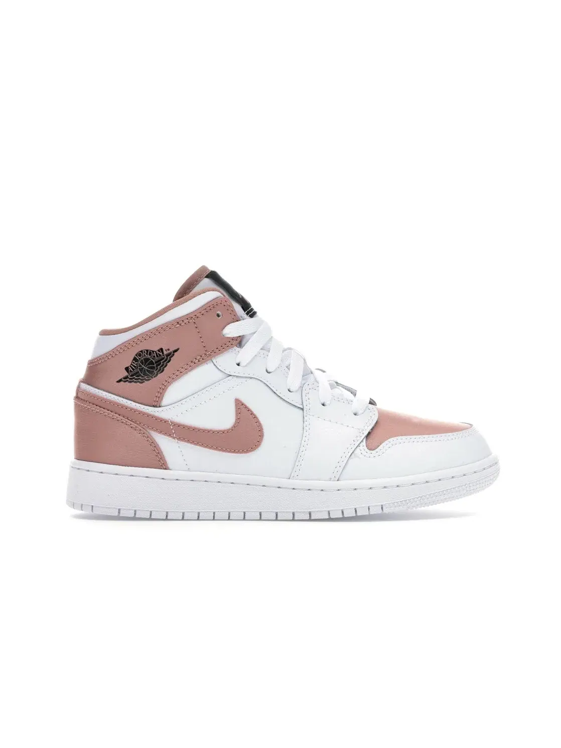 Детские кроссовки из кожи и сатина White/Rose Gold-Black Jordan Jordan 1 Mid — изображение 1 из 4