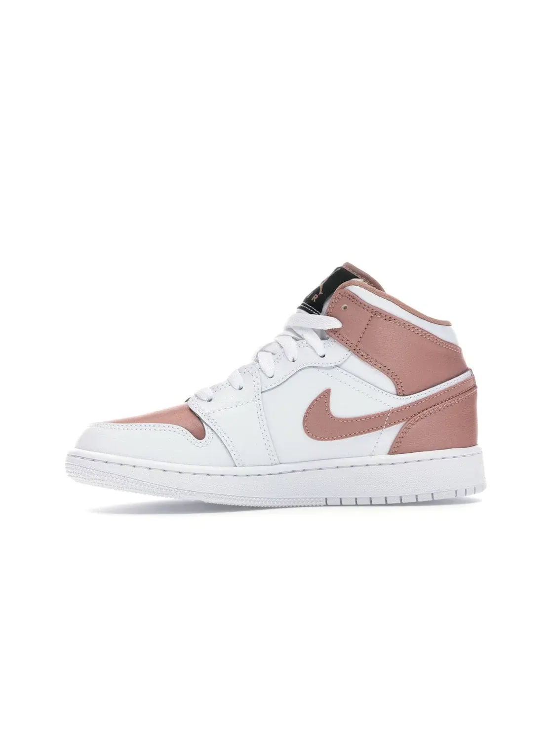 Детские кроссовки из кожи и сатина White/Rose Gold-Black Jordan Jordan 1 Mid — изображение 3 из 4