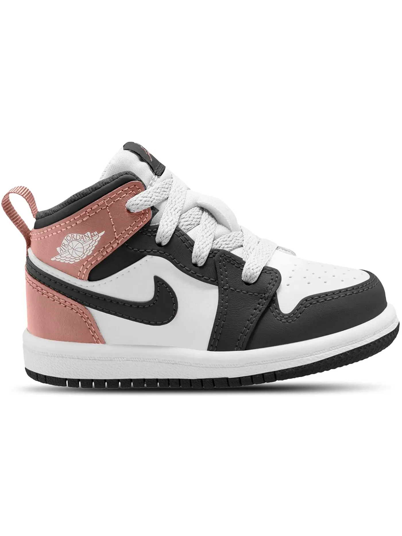 Детские кроссовки Lifestyle с принтом Jordan 1 Mid Jordan — изображение 1 из 1, белый/розовый/черный