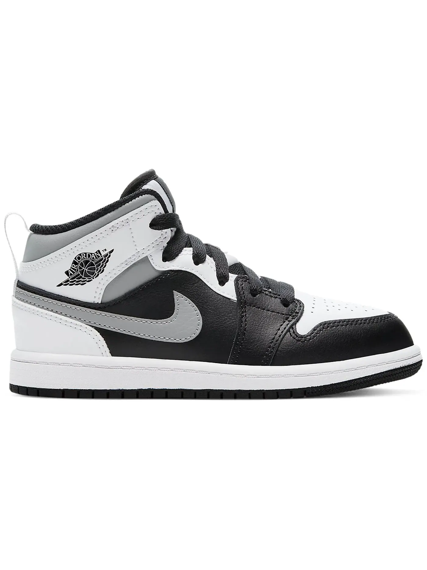 Детские кроссовки с кожаным верхом Jordan 1 Mid White Shadow — изображение 1 из 1, черный/серый-белый