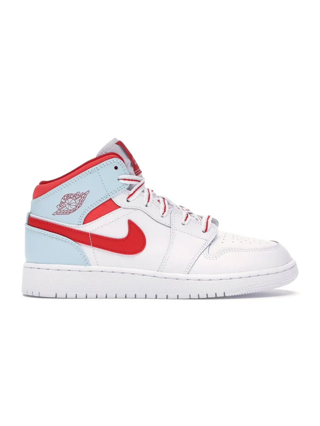Детские кроссовки с белой кожаной верхом Jordan 1 Mid Jordan — изображение 1 из 4, белый/красный