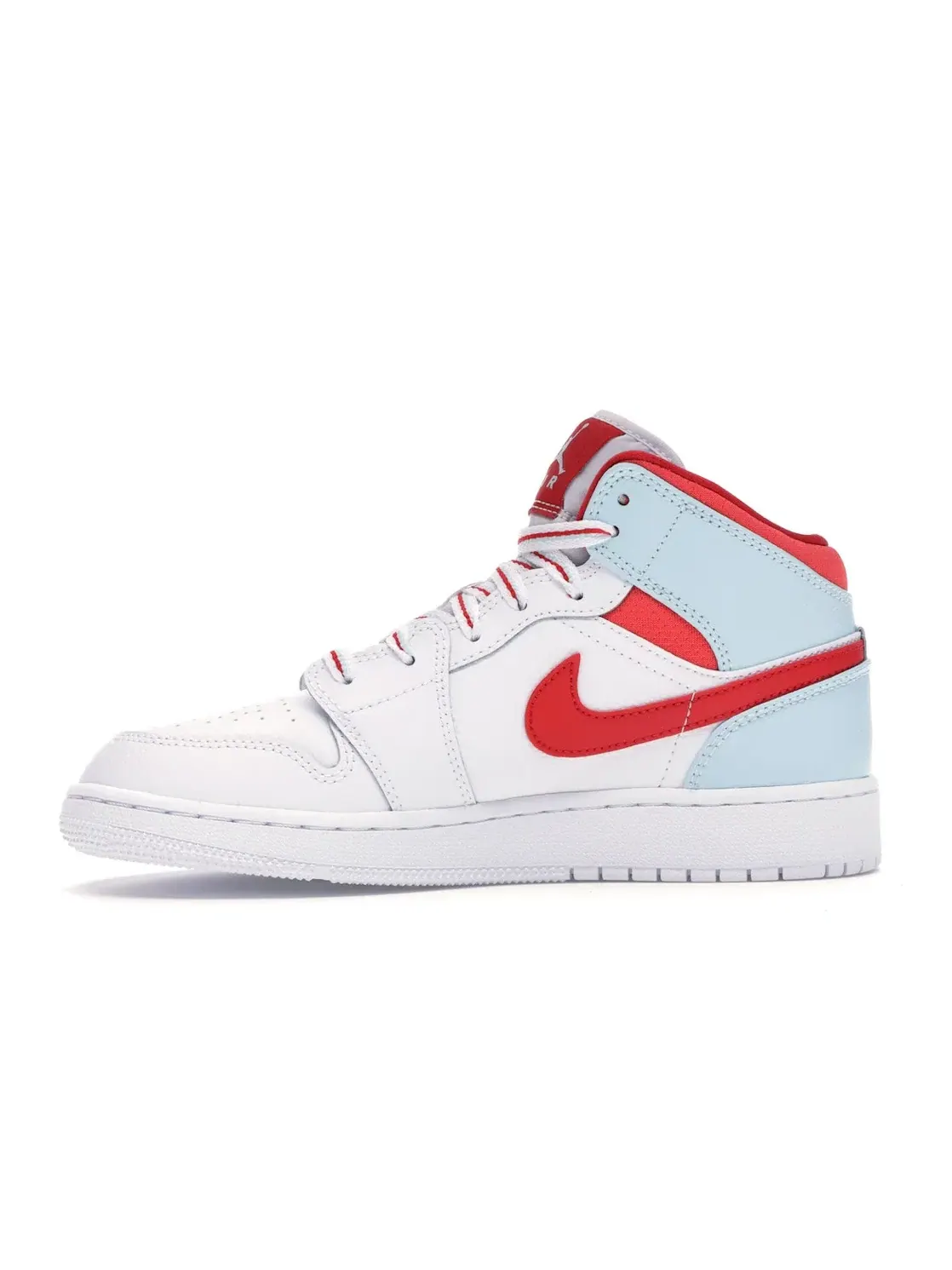Детские кроссовки с белой кожаной верхом Jordan 1 Mid Jordan — изображение 3 из 4, белый/красный