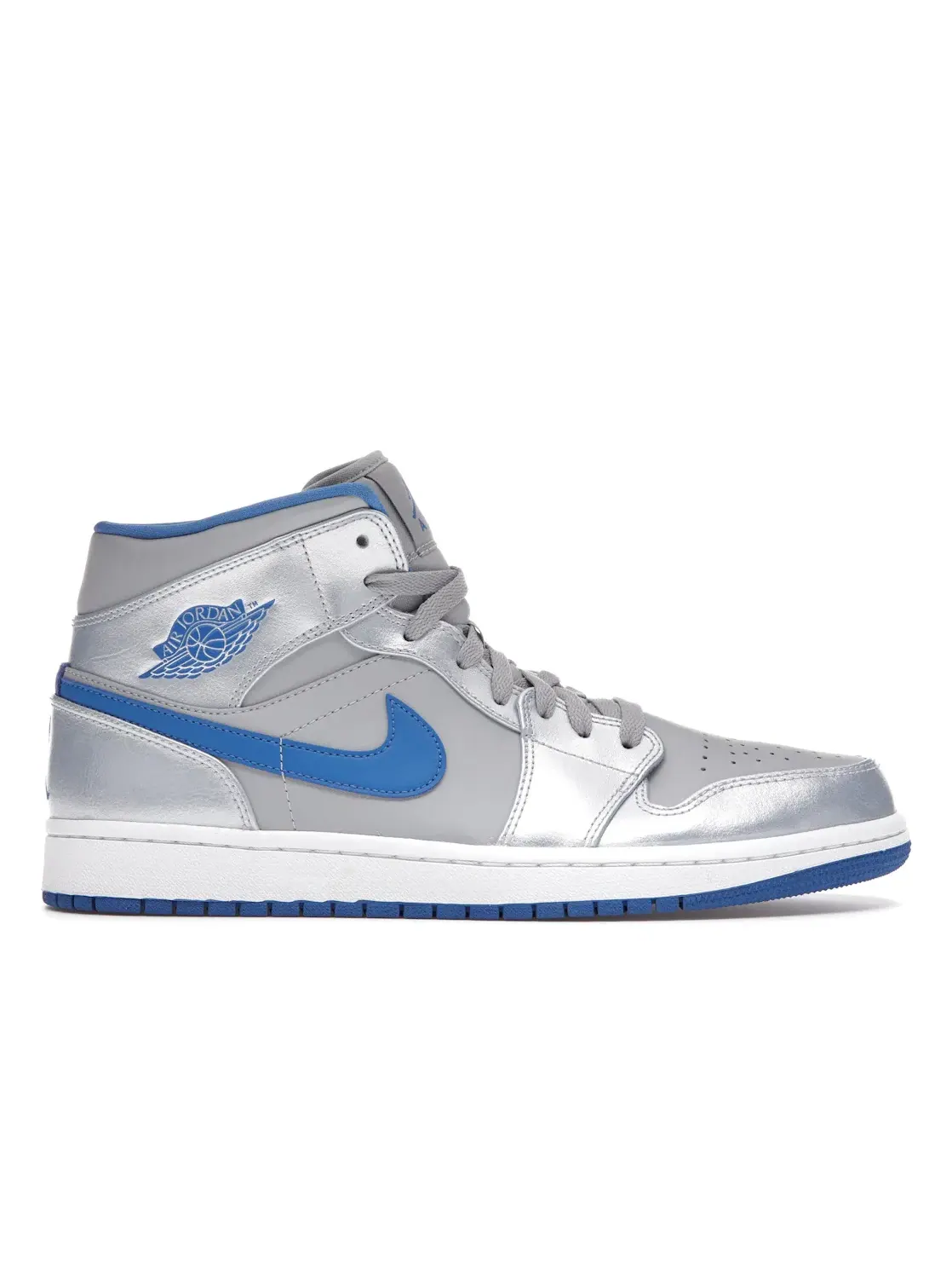 Мужские кроссовки с гладкой кожи Jordan 1 Mid Jordan — изображение 1 из 4, серый/синий-белый